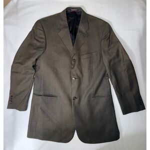 Pierre Cardin Men Brown Worsted Wool Micro Check 3 Button Blazer Sport Men's 40R